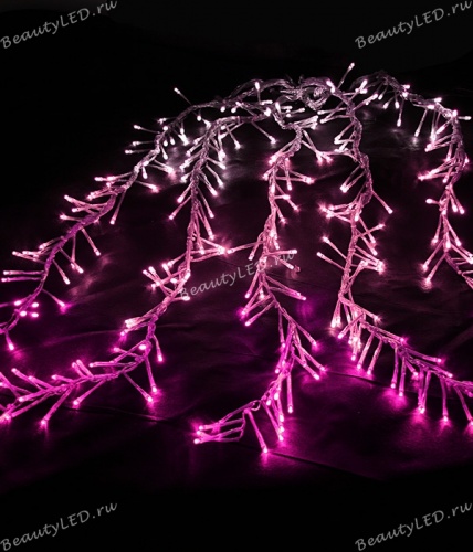 Супер Бахрома 1.75x0.4м. бегущий огонь 160 белых и розовых диодов - ESI160-SH10-1WP фото 2