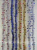 Мишура Колокольчики-2 d=75мм, L=2.7м, цвет: синий/серебро (штамп Колокольчики) двухцветная арт. М1421