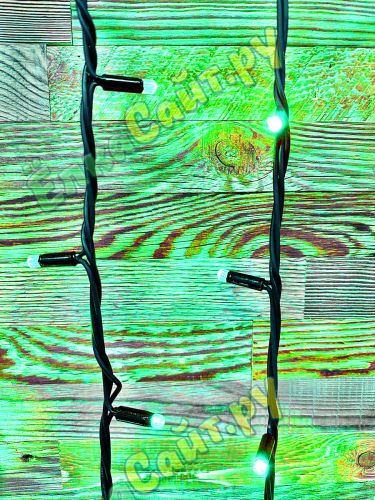 Светодиодный занавес уличный 2x10м. 1700 зелёных диодов статика, черный каучук - 21710H G IP65 фото 4