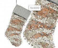 Носок для подарков с пайетками, 50 см., серебряный цвет - Tz 12232
