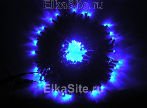 Электрогирлянда уличная 100 больших синих диодов 10м. 5+1FLASH - LN LED100FGS-BL-BK фото 3