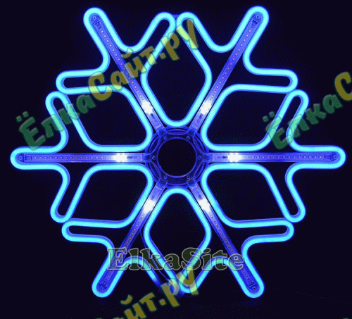 Светодиодная снежинка 60см. (НЕОН синий + белые лучи) - ZWM60B фото 6
