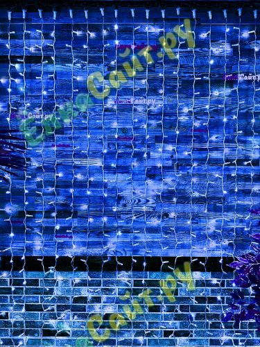 Светодиодный занавес уличный 2x10м. 1700 синих диодов статика, прозрачный силикон - 21710S B IP65 фото 4