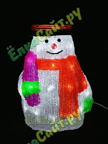 Светящийся Снеговик с Шарфом 30см., акриловый, холодные белые LED-огни - LN 14-014 W фото 6