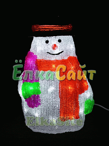 Светящийся Снеговик с Шарфом 30см., акриловый, холодные белые LED-огни - LN 14-014 WH фото 6