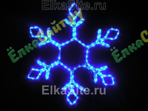 Новогодняя световая Снежинка 65см. (дюралайт 5м. синий +Flash) - SNLED-65FL-BL фото 3