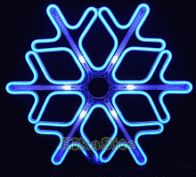 Новогодняя световая Снежинка 60см. (НЕОН синий + белые лучи) - ZWM60B