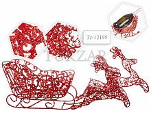 Декоративная металлическая фигура ОЛЕНЬ с санками, 53 см., КРАСНЫЙ цвет - Tz 12195