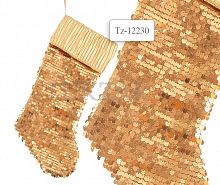 Носок для подарков с пайетками, 50 см., золотой цвет - Tz 12230