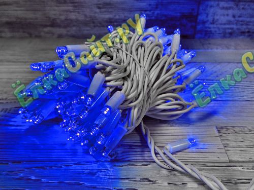 Гирлянда нить уличная 10м. 100 синих диодов, с мерцанием, белый каучук - XMF100b IP65 фото 6