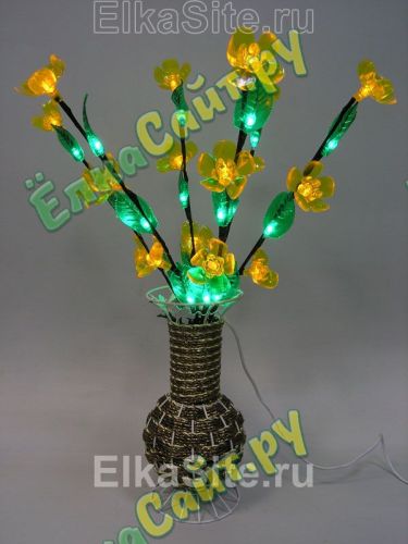 Цветы в плетеной вазе 13х28 см. 36 диодов - FL-36 LED (4 цвета) фото 5