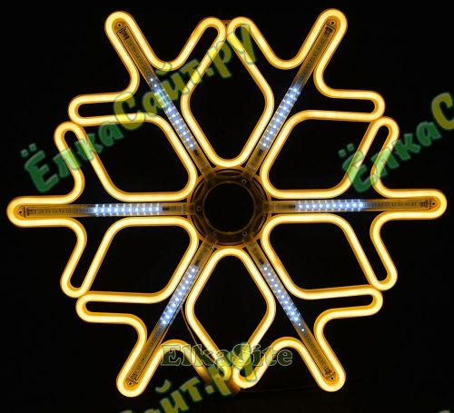 Светодиодная снежинка 60см. (НЕОН желтый + белые лучи) - ZWM60Y фото 2