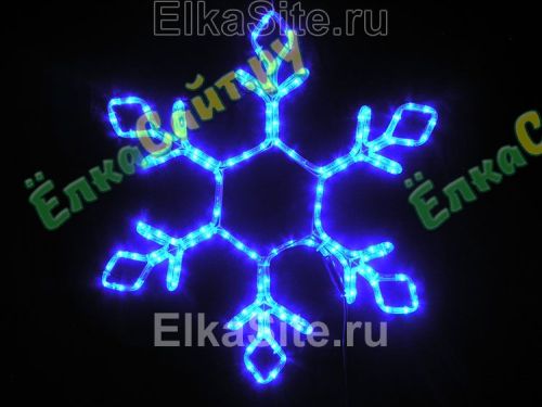 Новогодняя световая Снежинка 65см. (дюралайт 5м. синий +Flash) - SNLED-65FL-BL фото 2