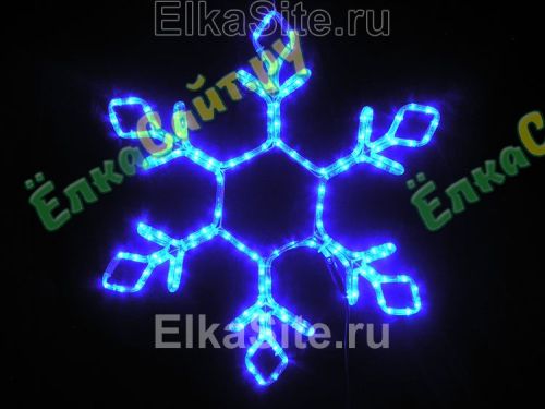 Новогодняя световая Снежинка 65см. (дюралайт 5м. синий +Flash) - SNLED-65FL-BL фото 4