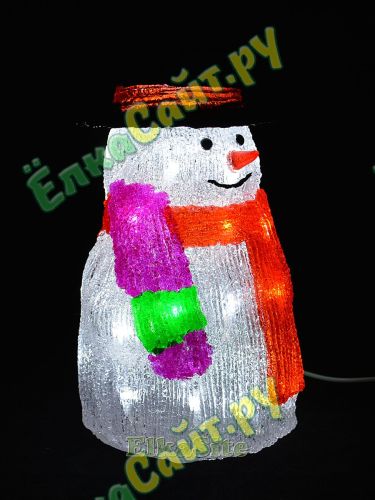 Светящийся Снеговик с Шарфом 30см., акриловый, холодные белые LED-огни - LN 14-014 W фото 4