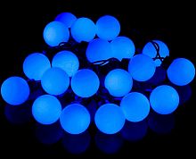 Гирлянда нить уличная 5м. 20 синих диодов статика Супер шар (шарик 4см.) IP65, чёрный каучук