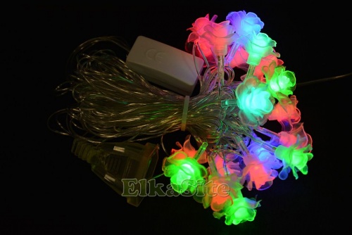 Электрогирлянда разноцветные Цветочки-Хамелеон 20 диодов 4,5м. - JLQ-40LED-6 фото 4