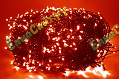 Гирлянда Нить Клип Лайт 24м. 300 красных диодов, с мерцанием, зеленый силикон - 5305-R IP54