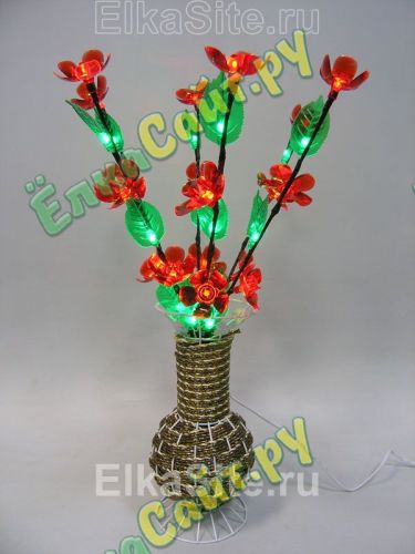Цветы в плетеной вазе 13х28 см. 36 диодов - FL-36 LED (4 цвета) фото 6