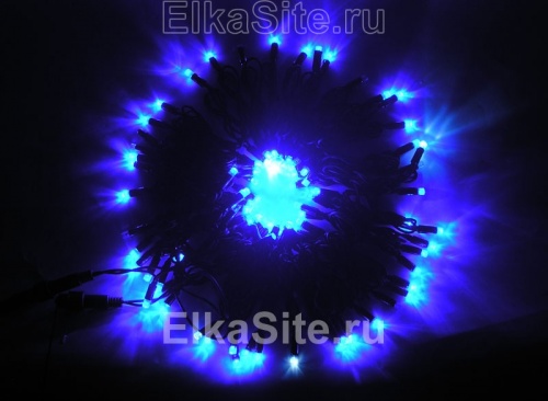 Электрогирлянда уличная 100 больших синих диодов 10м. 5+1FLASH - LN LED100FGS-BL-BK фото 4