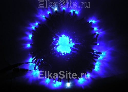 Электрогирлянда уличная 100 больших синих диодов 10м. 5+1FLASH - LN LED100FGS-BL-BK фото 2