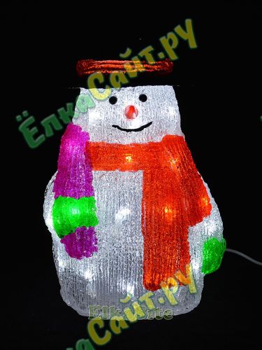 Светящийся Снеговик с Шарфом 30см., акриловый, холодные белые LED-огни - LN 14-014 W фото 3