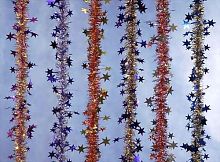 Мишура Звездопад d=90мм, L=2.0м, цвет: фиолетовый,серебро (штамп звездочки) арт. М1202