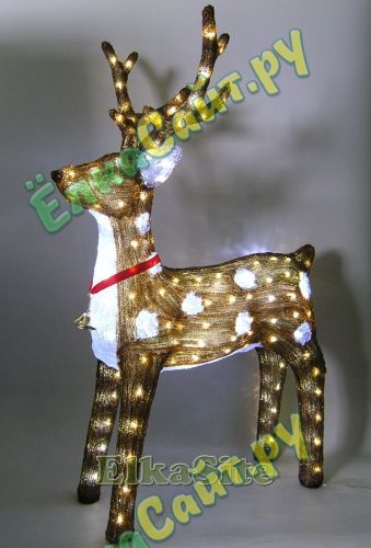Акриловая фигура Олень коричневый 130см., 180 холодных белых LED-огней - 887 фото 3