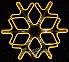 Светодиодная снежинка 60см. (НЕОН желтый + белые лучи) - ZWM60Y